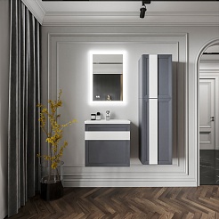 Бриклаер Мебель для ванной Берлин 60 оникс серый – фотография-2